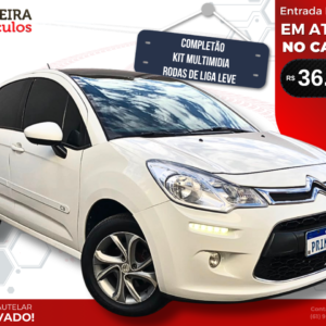 Citroen C3 na versão Tendance com Câmbio Manual, Carro na cor Branca.