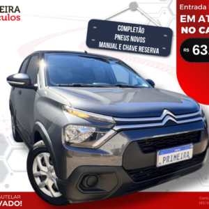 Citroen C3 na versão Live Pack com Câmbio Manual, Carro na Cor Cinza.