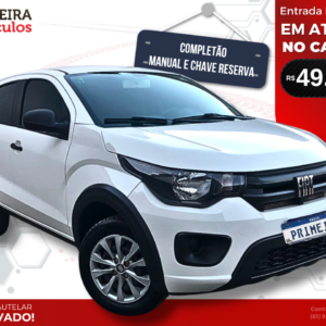 Fiat Mobi na versão Like 1.0 com Câmbio Manual, Carro na Cor Branco.